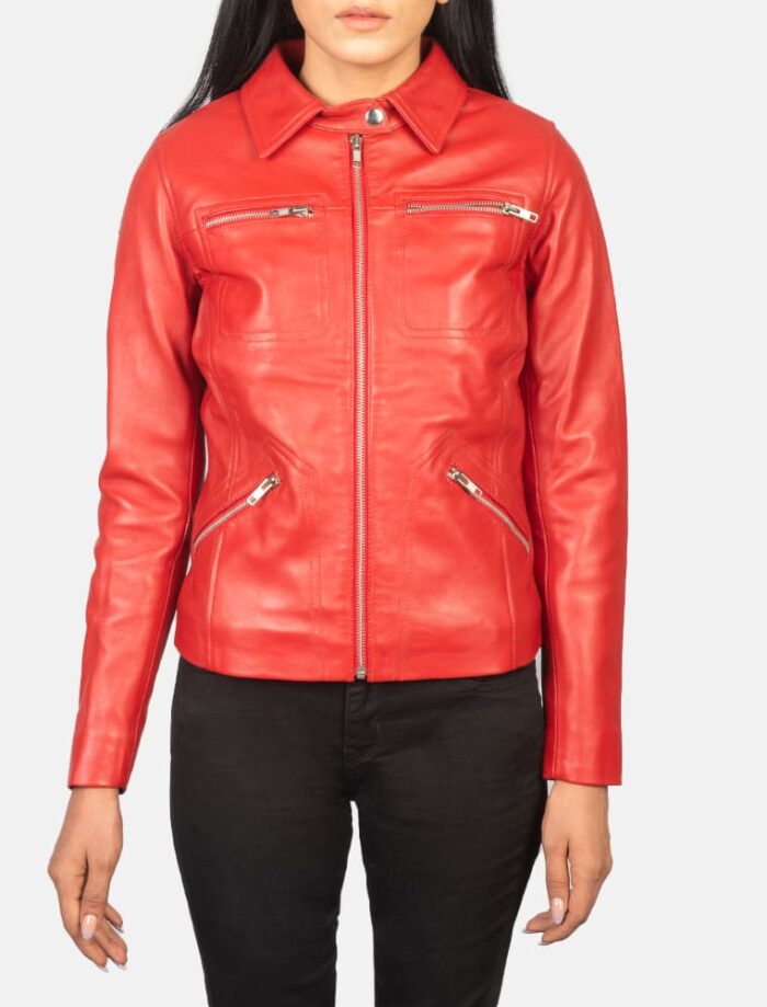 Talia Red Leather Jacket for Women