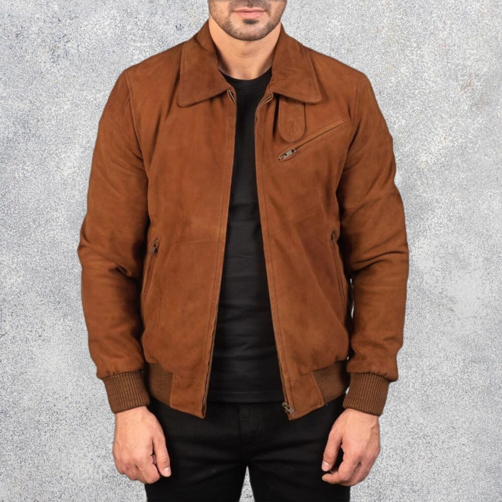 Zenith Brown Suede Biker Jacket