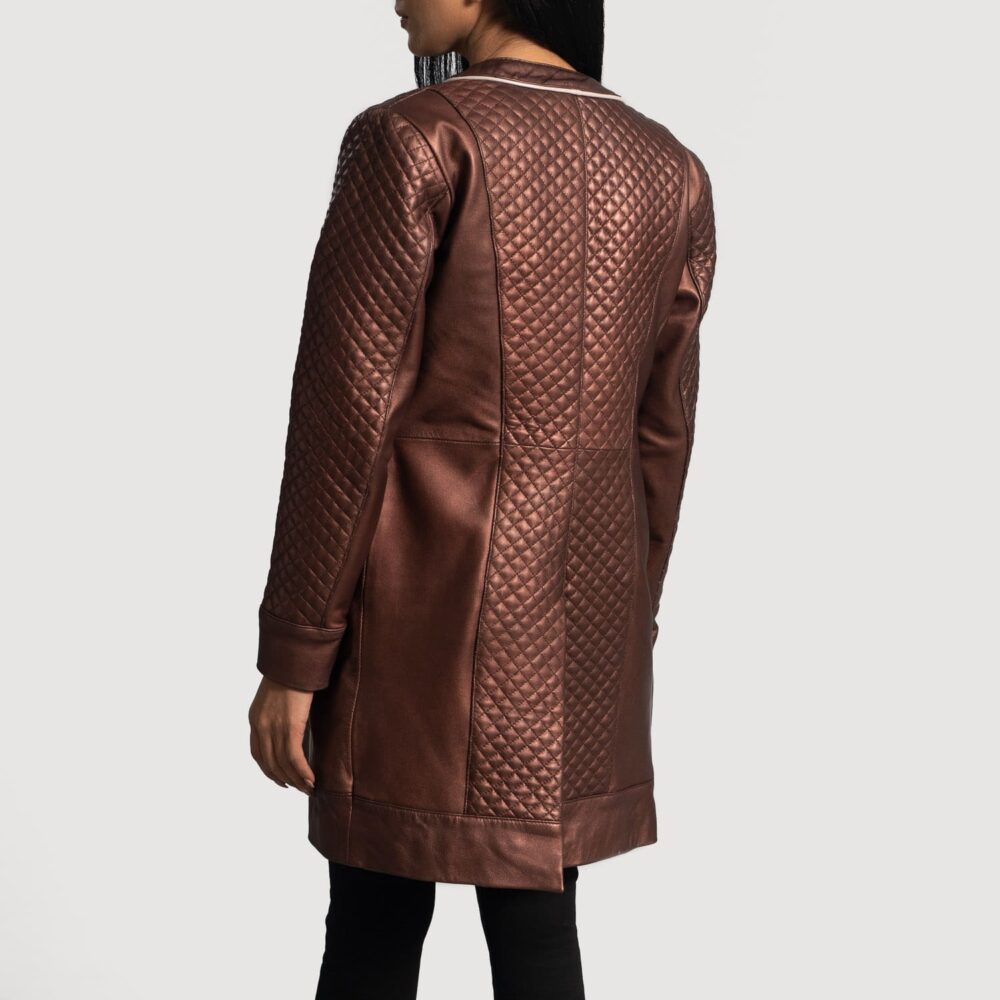 SaltCo Eliana Quilted Maroon Leather Coat