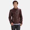 Ryder Quilted Maroon Leather Biker Jacket