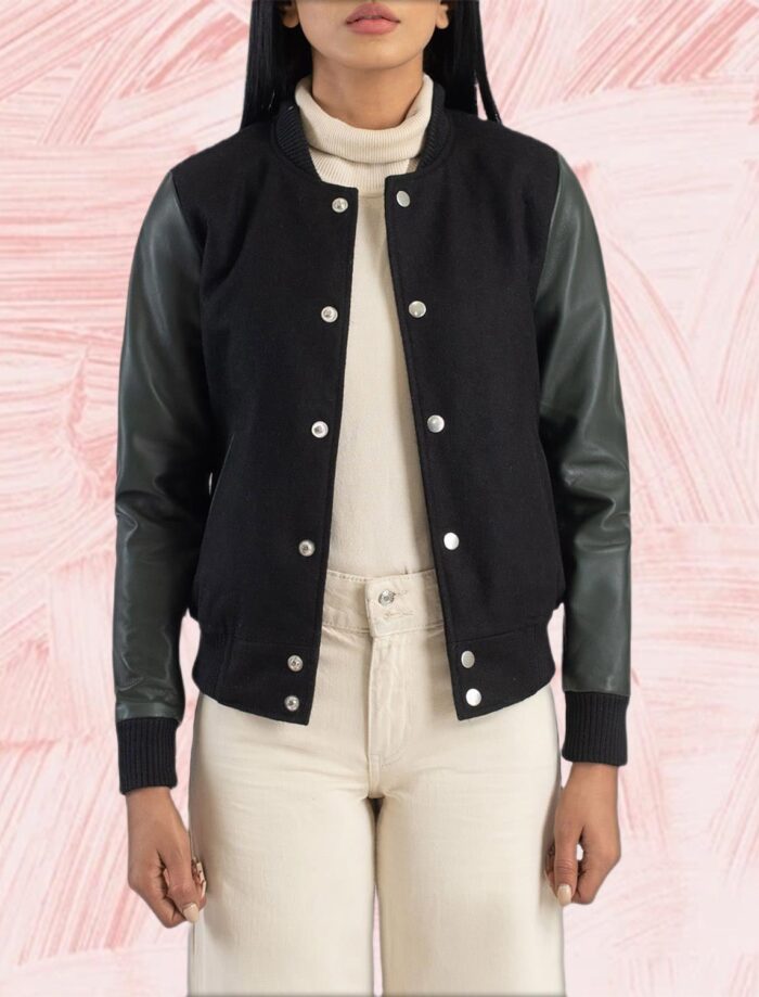 Vanguard Green & Black Hybrid Varsity Jacket for Women
