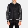 Vaxton Black Men's Striped Hybrid Varsity Jacket