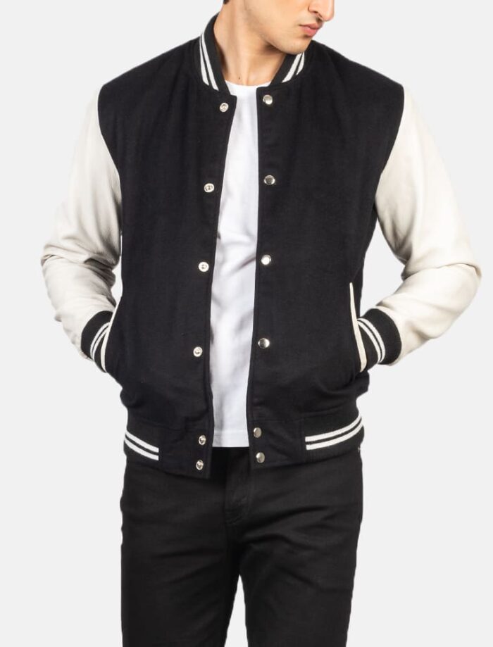 Axel Black & White Hybrid Varsity Jacket