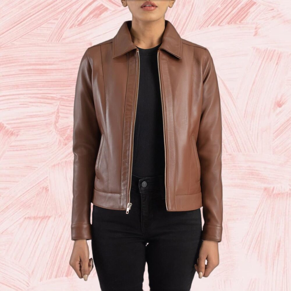 Vera Brown Classic Leather Jacket for Women