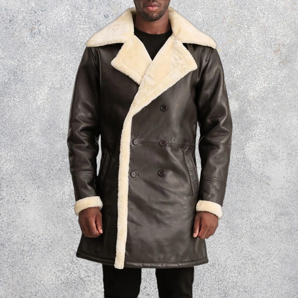 Victor Men's Brown Shearling Double-Breasted Coat