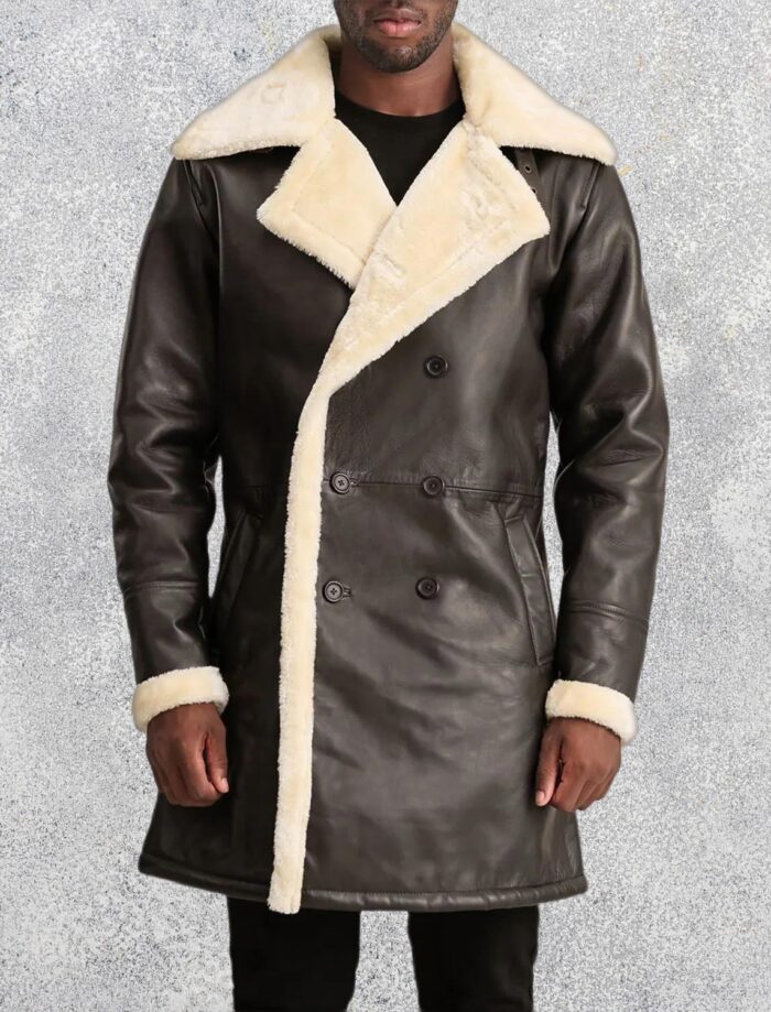 Victor Men's Brown Shearling Double-Breasted Coat