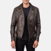 Victor Distressed Brown Leather Biker Jacket