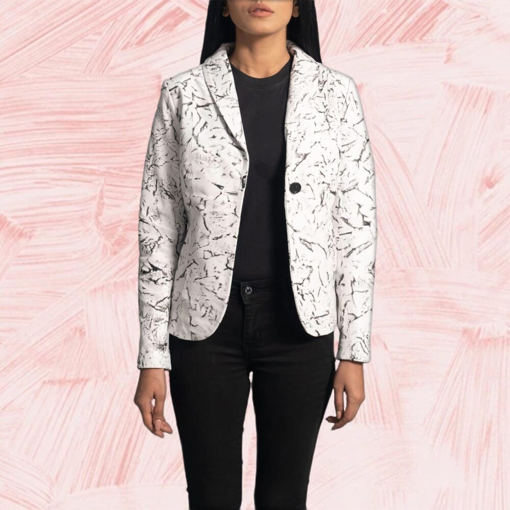 Vivienne White Leather Blazer for Women