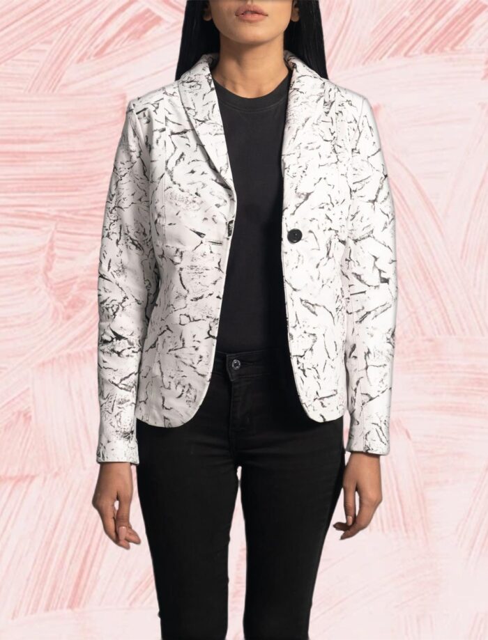 Vivienne White Leather Blazer for Women