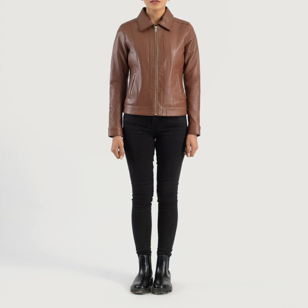 Vera Brown Classic Leather Jacket for Women