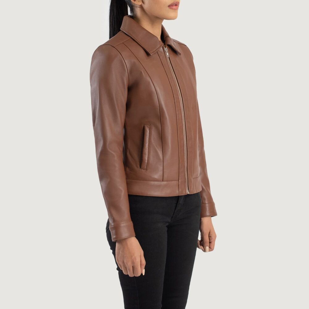 Vera Brown Classic Leather Jacket for Women