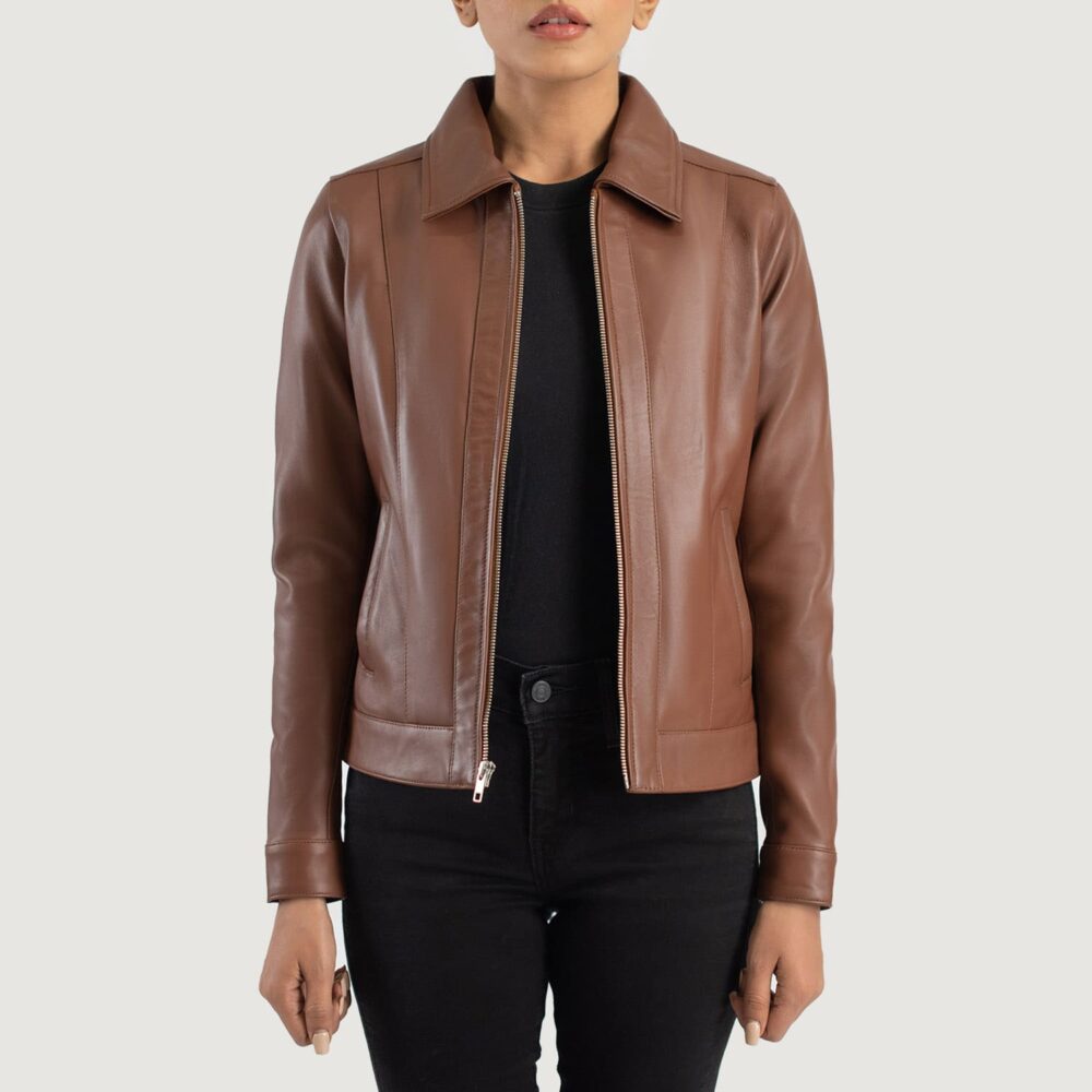 Vera Brown Classic Leather Jacket for Women