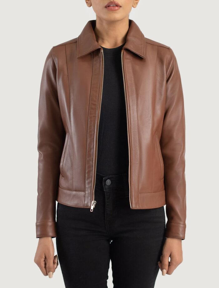 Vera Brown Classic Leather Jacket for Women