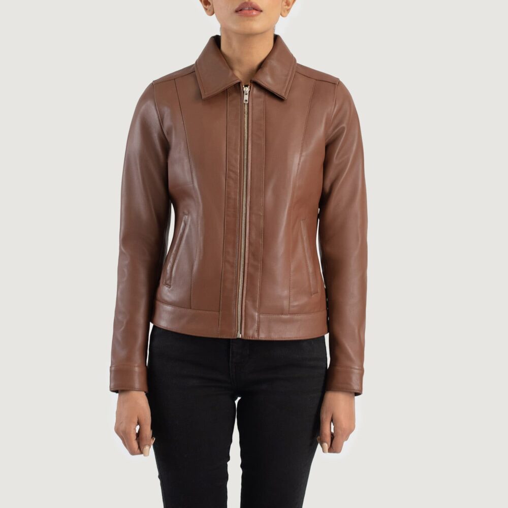 Vera Brown Classic Leather Jacket for Women