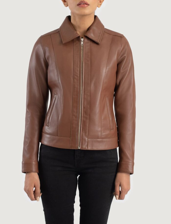 Vera Brown Classic Leather Jacket for Women