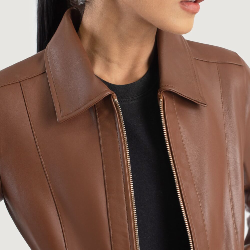 Vera Brown Classic Leather Jacket for Women