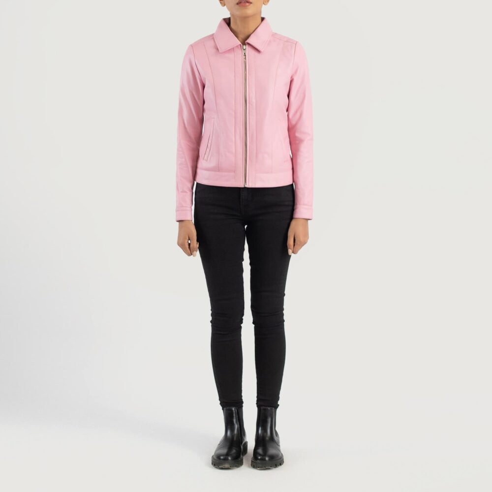 Vera Pink Classic Leather Jacket for Women