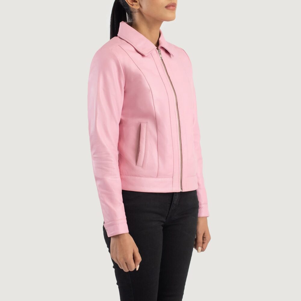 Vera Pink Classic Leather Jacket for Women