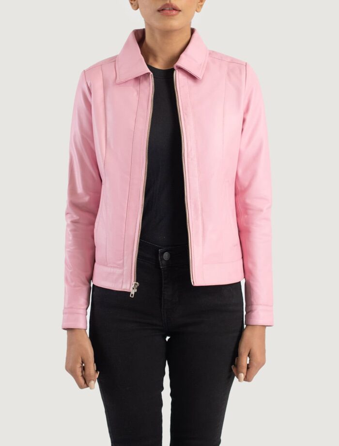 Vera Pink Classic Leather Jacket for Women