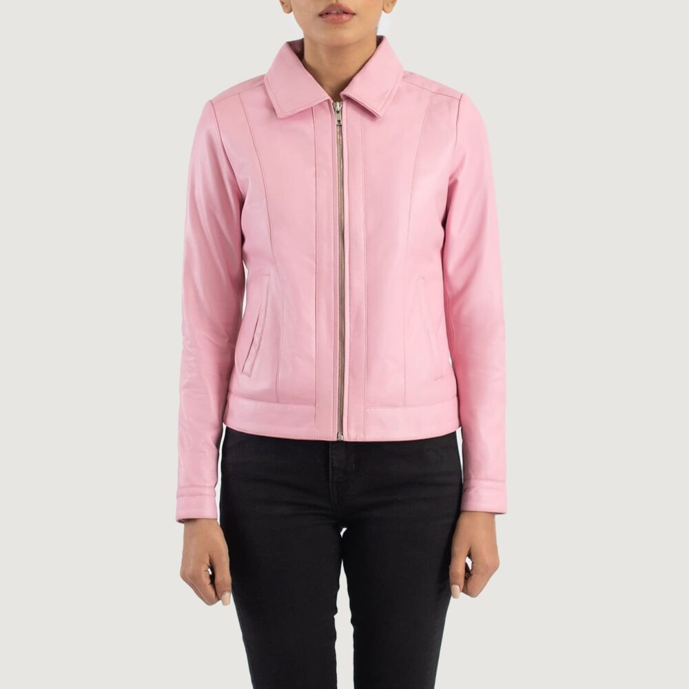 Vera Pink Classic Leather Jacket for Women