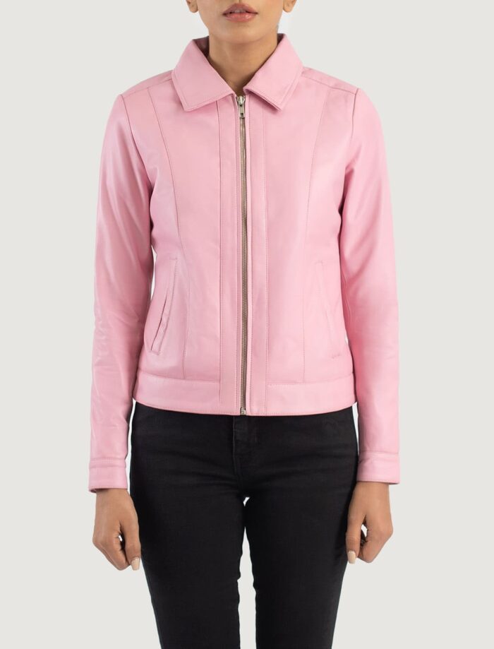 Vera Pink Classic Leather Jacket for Women