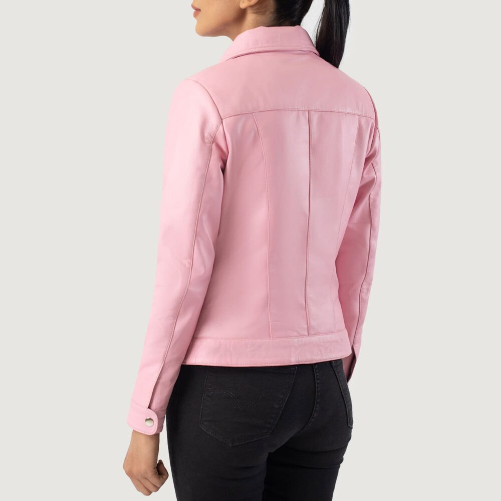 Vera Pink Classic Leather Jacket for Women