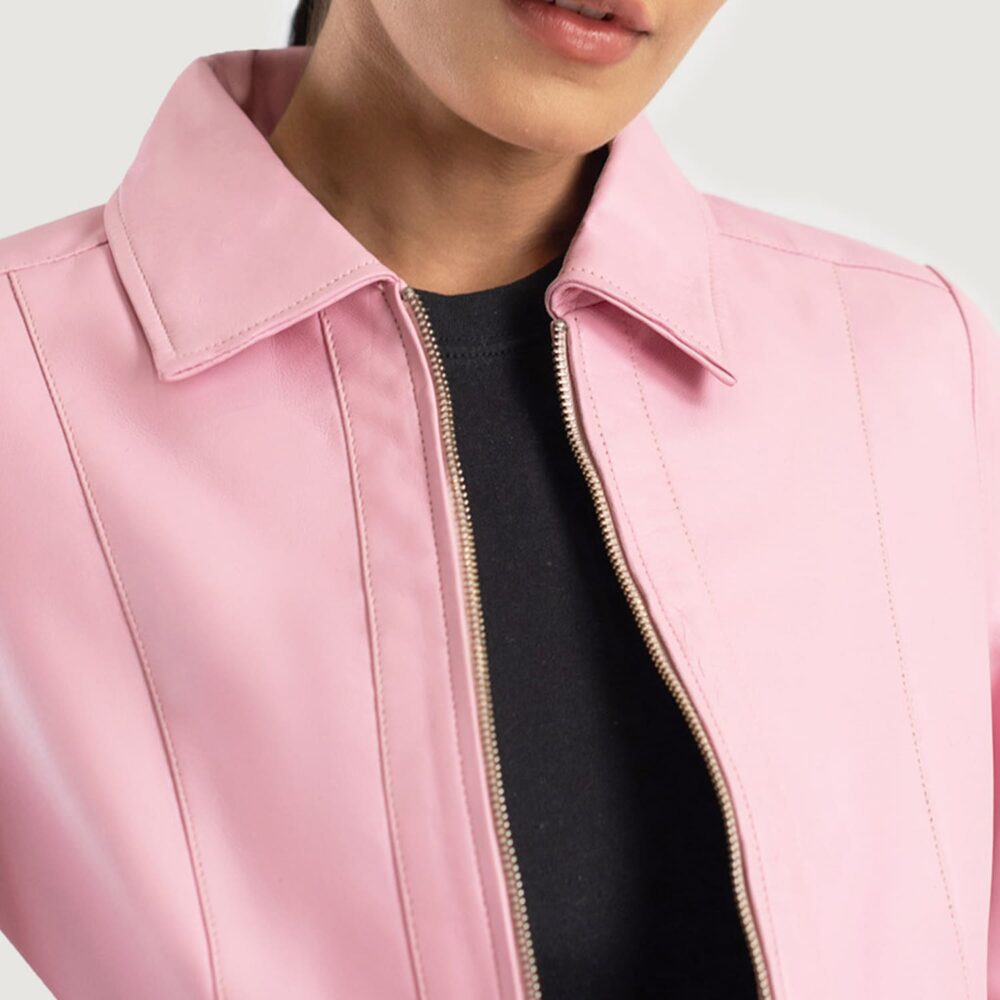 Vera Pink Classic Leather Jacket for Women