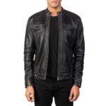 Strider Black Leather Biker Jacket