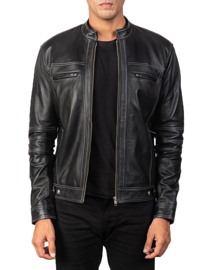 Strider Black Leather Biker Jacket