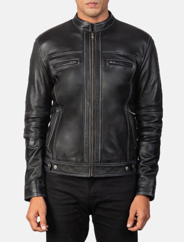 Strider Black Leather Biker Jacket