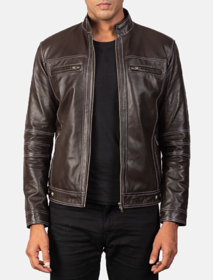 Strider Brown Leather Biker Jacket