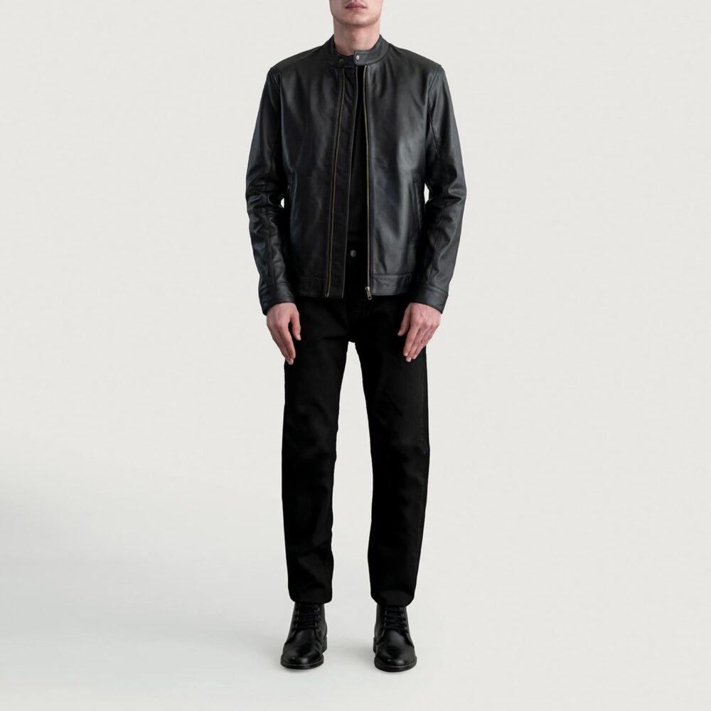 Zenith Black Leather Biker Jacket