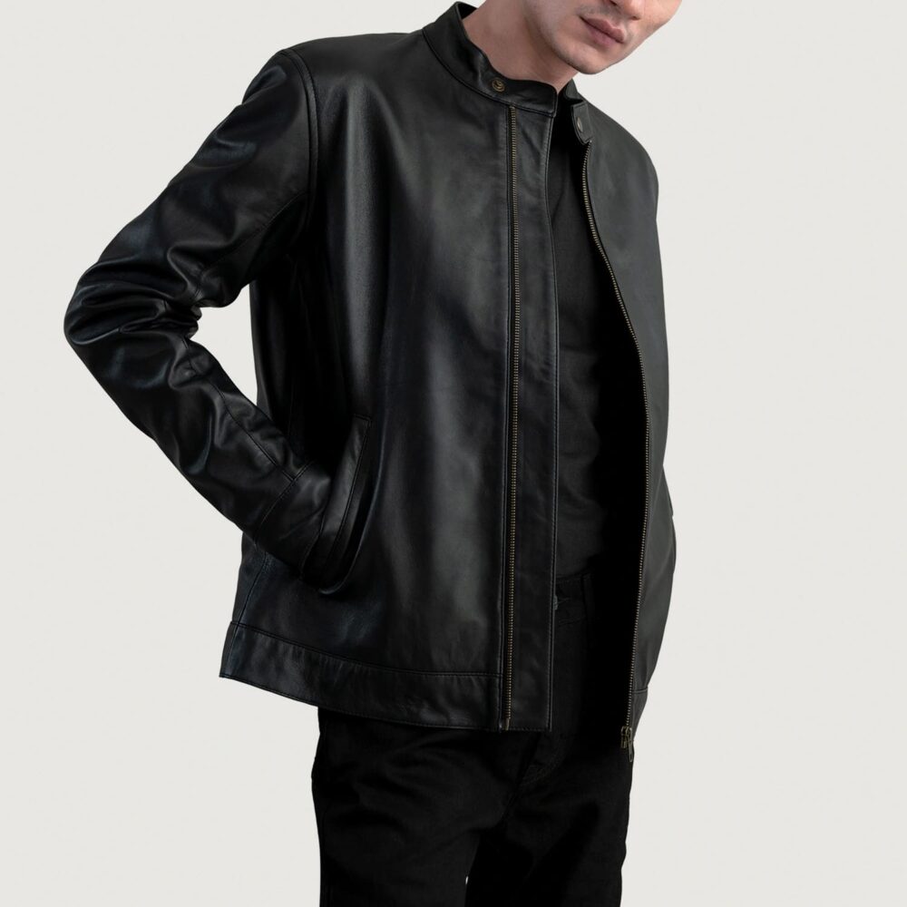 Zenith Black Leather Biker Jacket