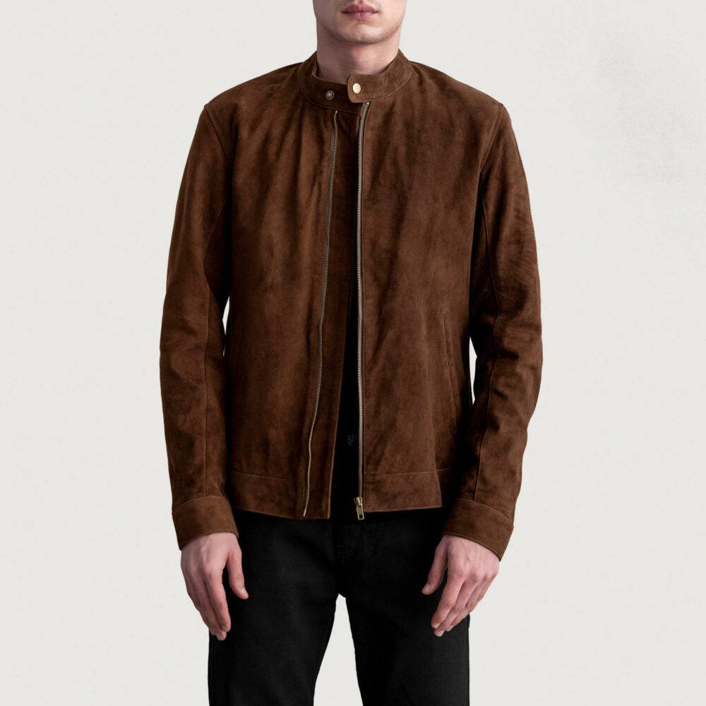 Zenith Brown Suede Biker Jacket