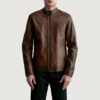 Zenith Distressed Brown Men's Leather Biker Jacket