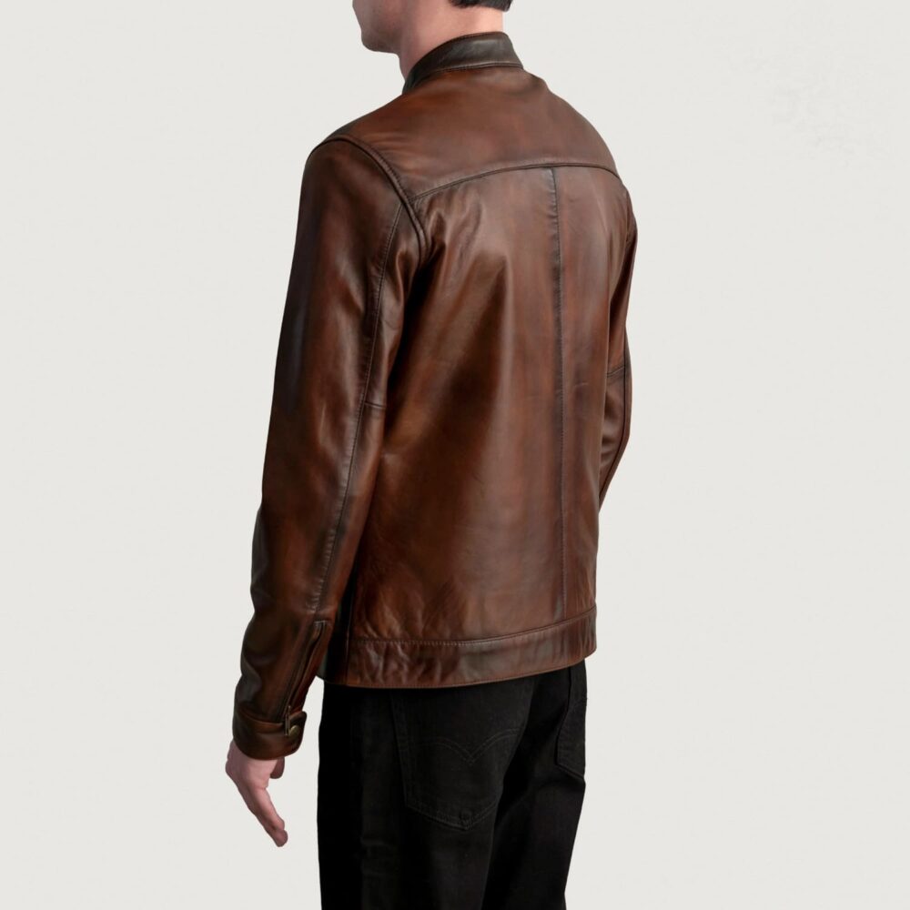 Zenith Distressed Brown Men's Leather Biker Jacket