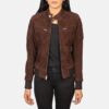 Rhea Mocha Suede Bomber Jacket for Women