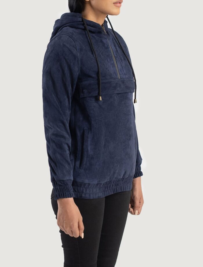 Lyla Blue Hooded Suede Pullover Jacket