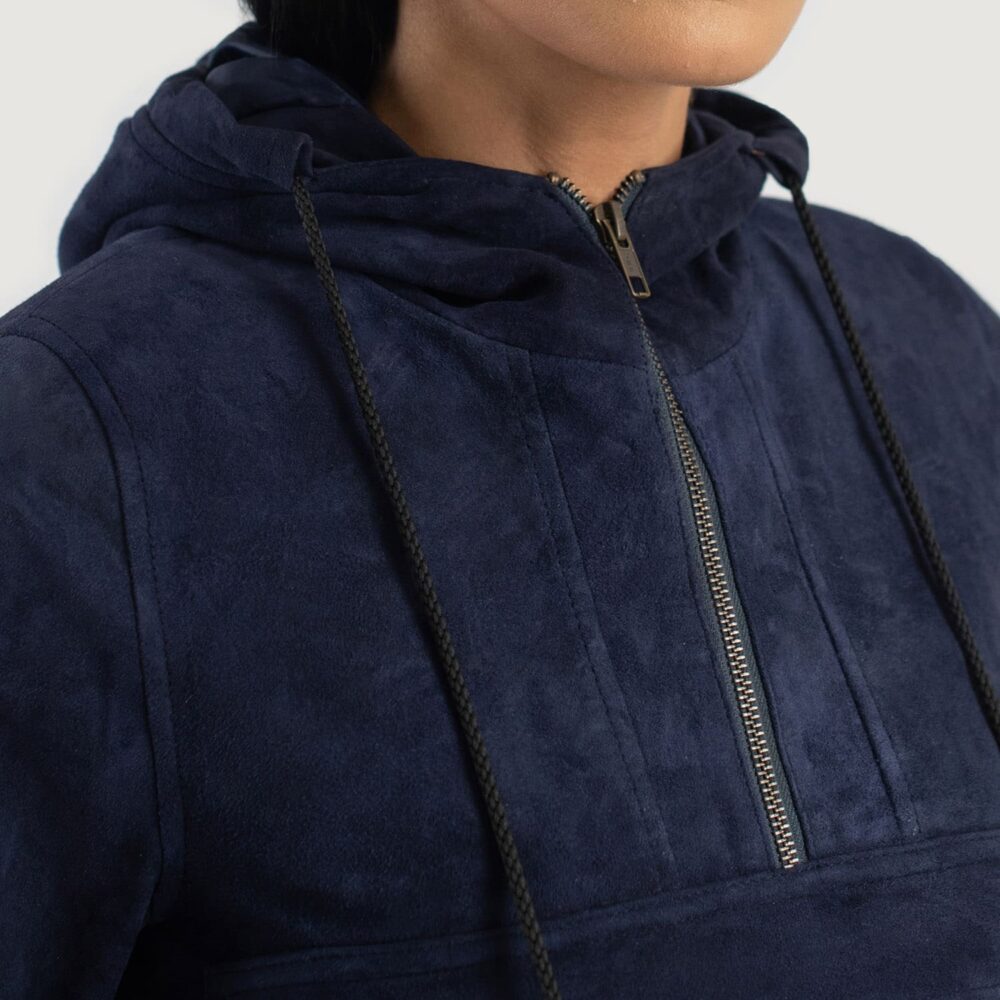 Lyla Blue Hooded Suede Pullover Jacket