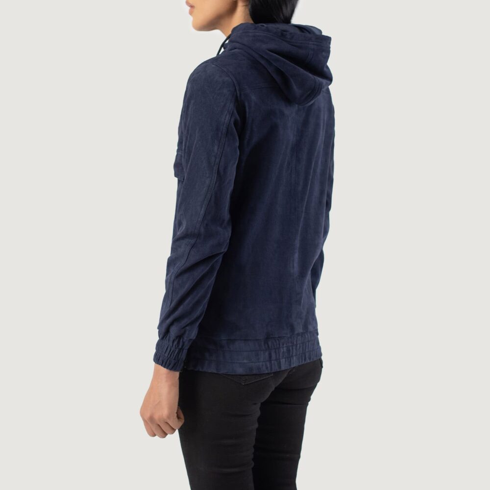 Lyla Blue Hooded Suede Pullover Jacket