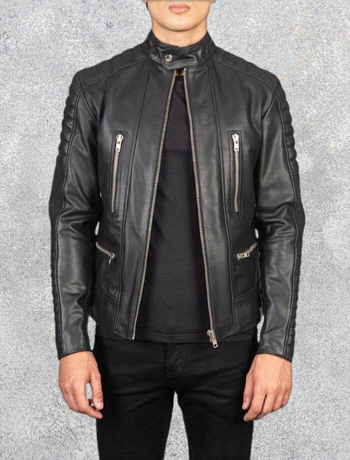 Damon Men's Black Leather Biker Jacket