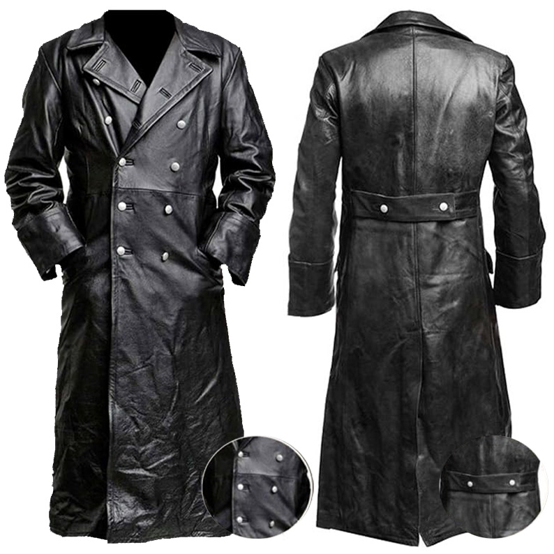 Men’s Regal Black Lambskin Military Trench Coat