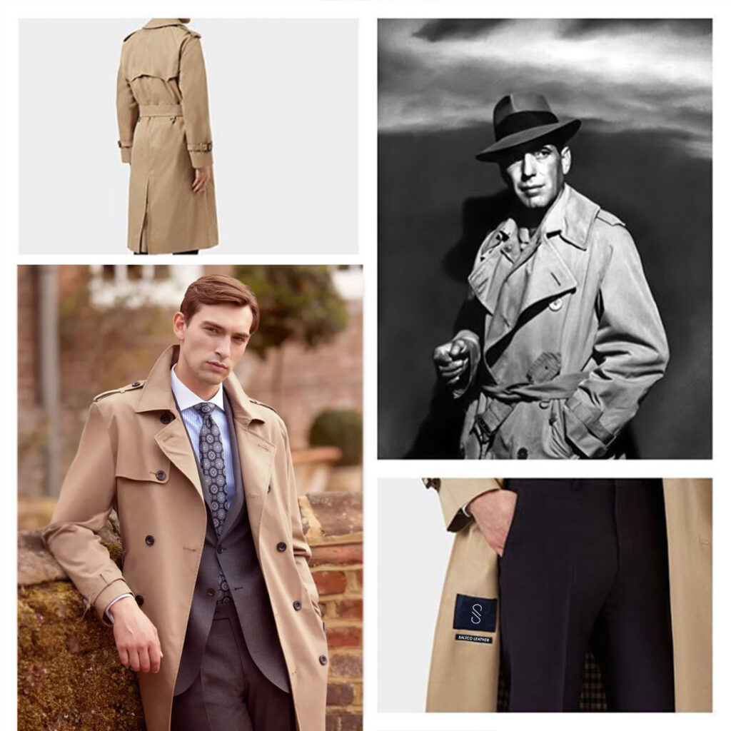 Humphrey Bogart-Inspired Men's Leather Trench Coat – Classic Vintage Style