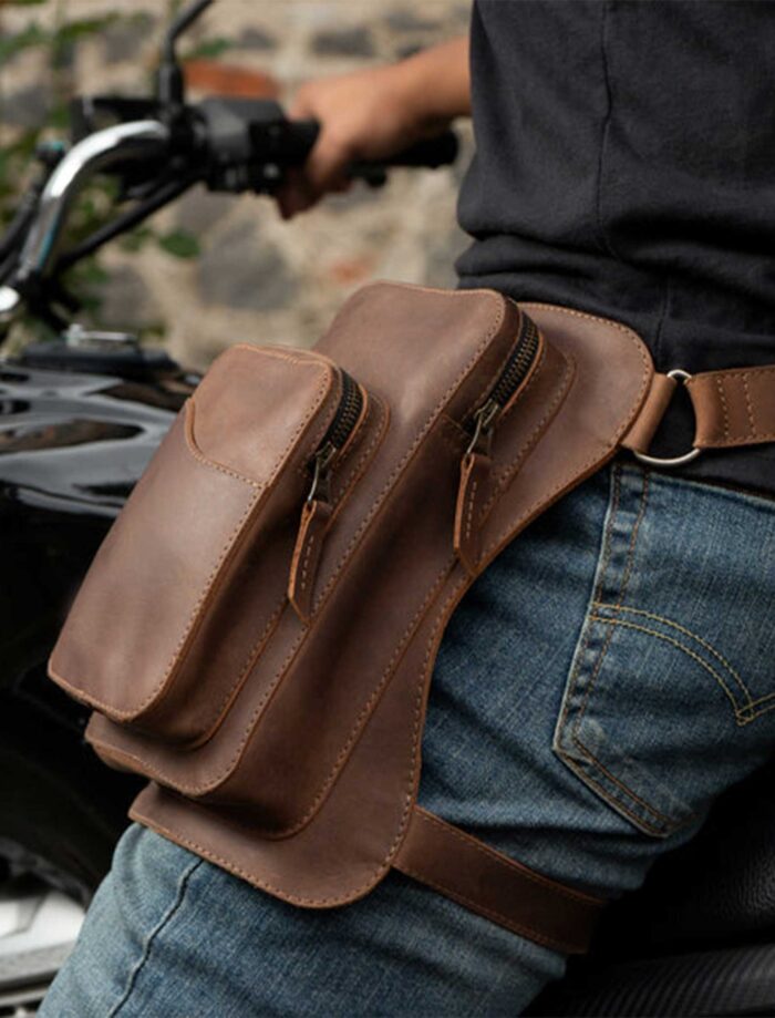 Leather Leg Bag for Bikers