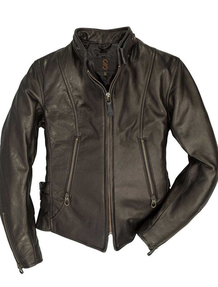 Vintage Women’s Black Cafe Racer Leather Jacket