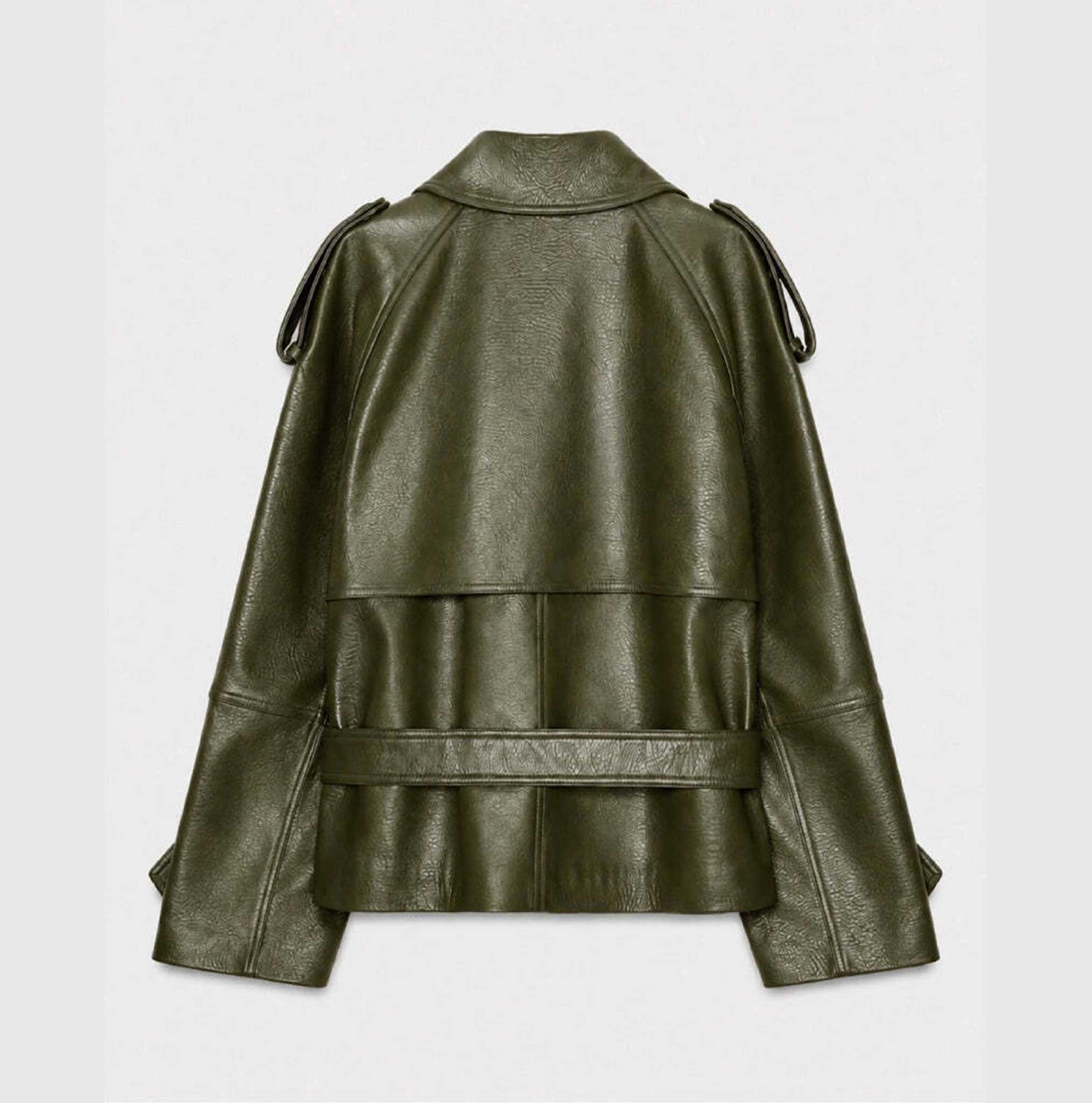 sage green leather trench coat, cropped leather trench coat, women leather coat, sheepskin leather jacket, belted leather trench, luxury women leather coat, green leather jacket women, smart casual leather coat, womens streetwear jacket, premium leather outerwear