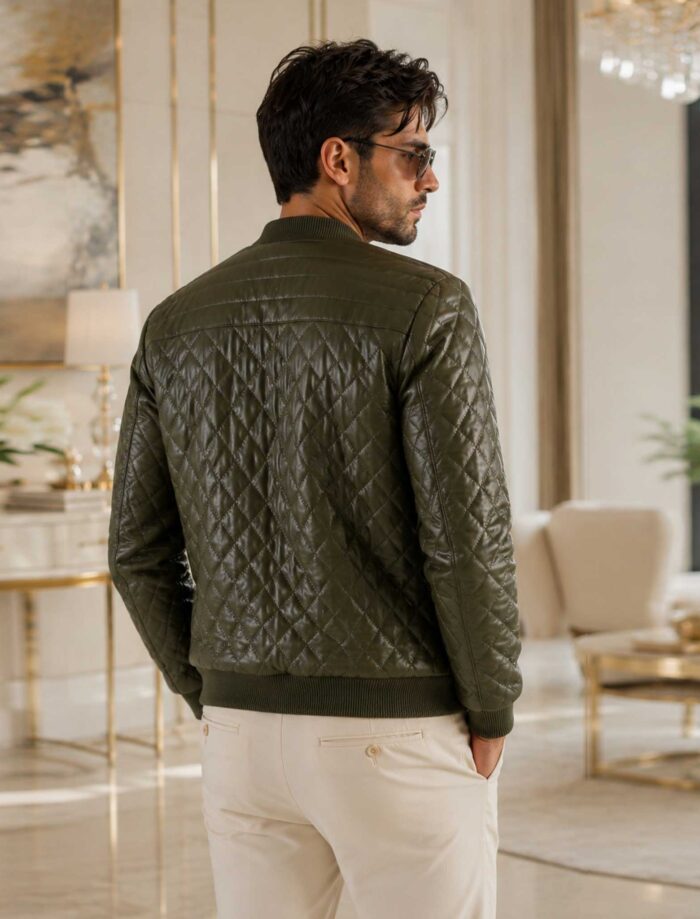 Refined, modern, and effortlessly stylish, the Velmori Olive Diamond Quilted Leather Bomber Jacket is crafted from premium genuine leather with a sophisticated quilted texture. Designed for men who appreciate luxury fashion and everyday versatility, this slim-fit bomber jacket delivers comfort, durability, and timeless appeal for casual and smart-casual wear.