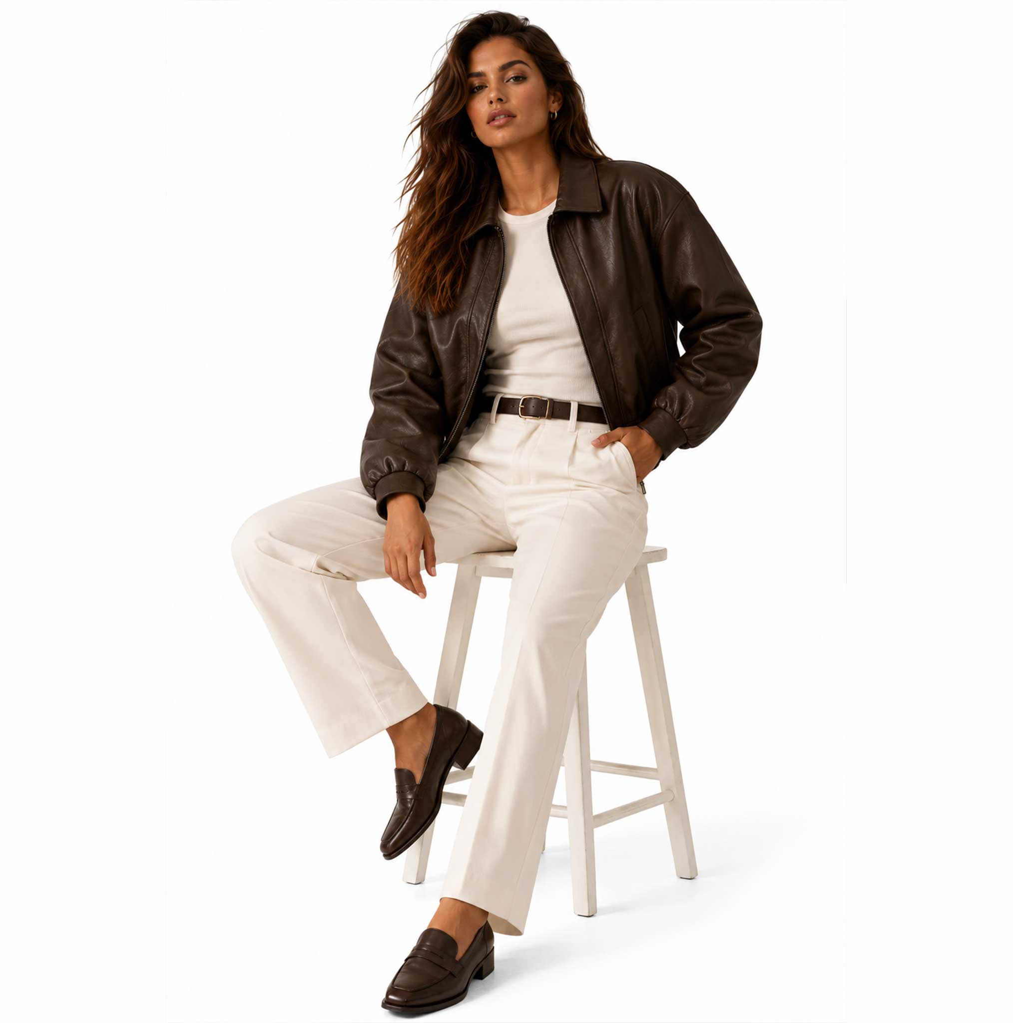 brown sheepskin leather jacket, oversized leather jacket women, genuine leather bomber jacket, brown leather bomber, cropped leather jacket, luxury women leather jacket, oversized brown jacket, sheepskin leather outerwear, womens streetwear jacket, relaxed fit leather jacket